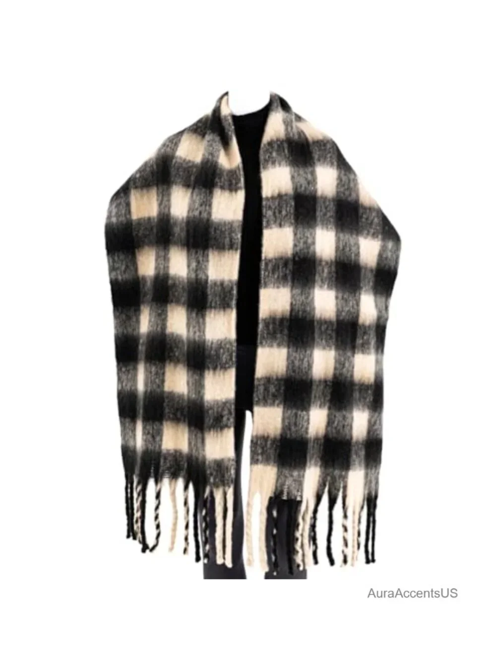 Oversized Chunky Blanket Scarf Wrap Tassel Fringe Winter Warm Thick Large